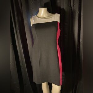 Colorblock Sleeveless Dress - Black, White, and Pink